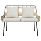 Gartenbank Braun und Creme Poly-Rattan