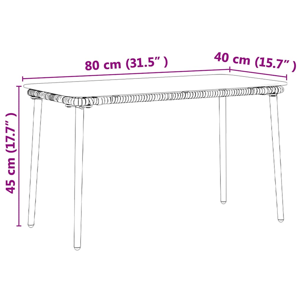 Gartentisch Schwarz 80 x 40 x 45 cm Poly-Rattan