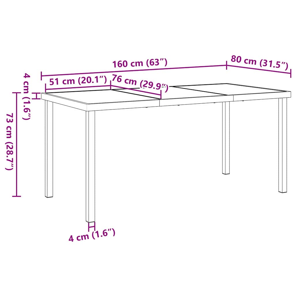 Gartentisch Schwarz 160 x 80 x 73 cm Metall