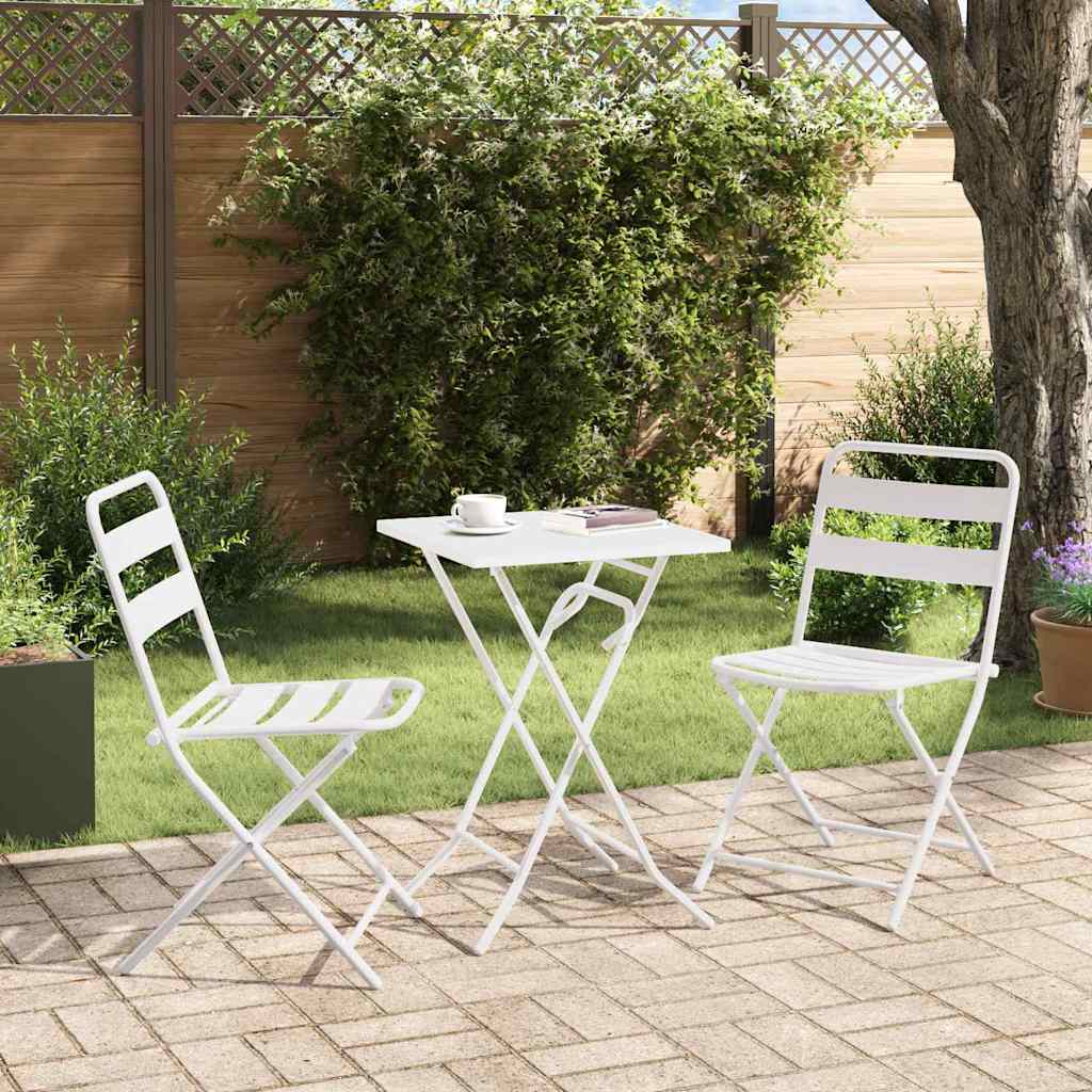Garten Bistro Set 3 pcs Weiß Stahl