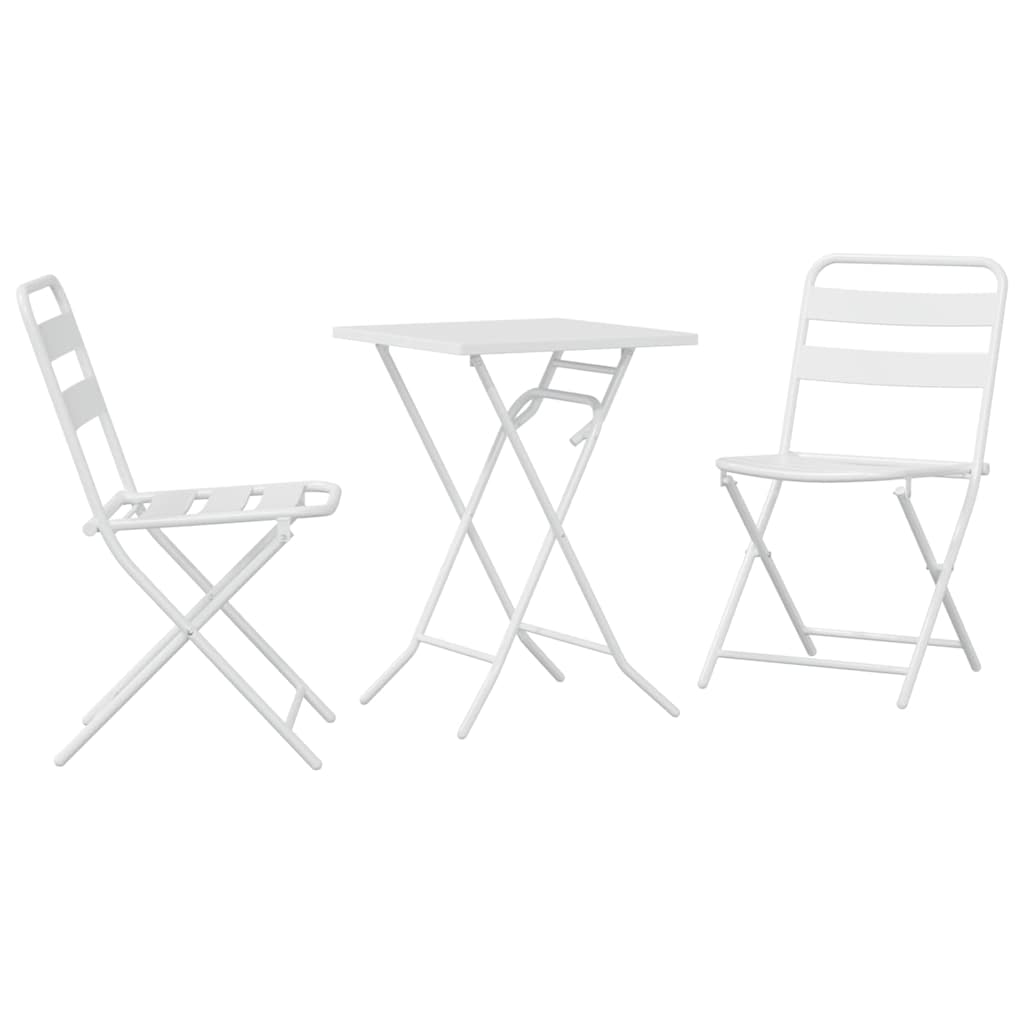 Garten Bistro Set 3 pcs Weiß Stahl