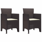 Gartenstuhl mit Kissen 2 pcs Braun 53 x 49 x 85 cm Polypropylen