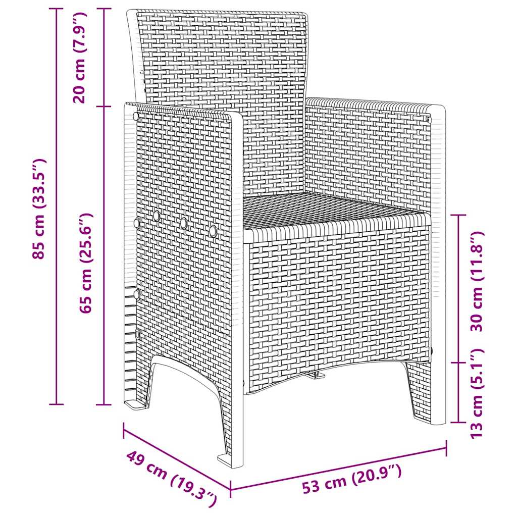 Gartenstuhl 2 pcs Hellgrau 53 x 49 x 85 cm Polypropylen
