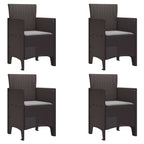 Gartenstuhl mit Kissen 4 pcs Braun 53 x 49 x 85 cm Polypropylen