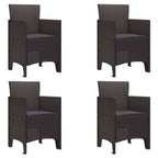 Gartenstuhl mit Kissen 4 pcs Braun 53 x 49 x 85 cm Polypropylen