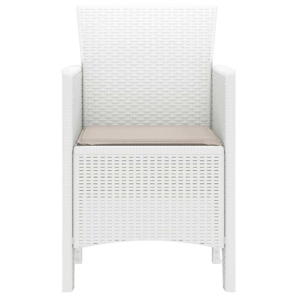 Gartenstuhl mit Kissen 4 pcs Weiß 53 x 49 x 85 cm Polypropylen