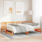 Tagesbett mit Ausziehbett Wachsbraun 203,5 x 184 x 66 cm