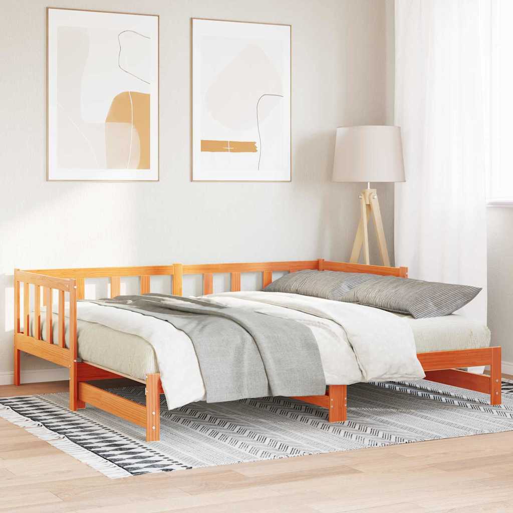 Ausziehbares Tagesbett Wachsbraun 203,5 x 164 x 66 cm