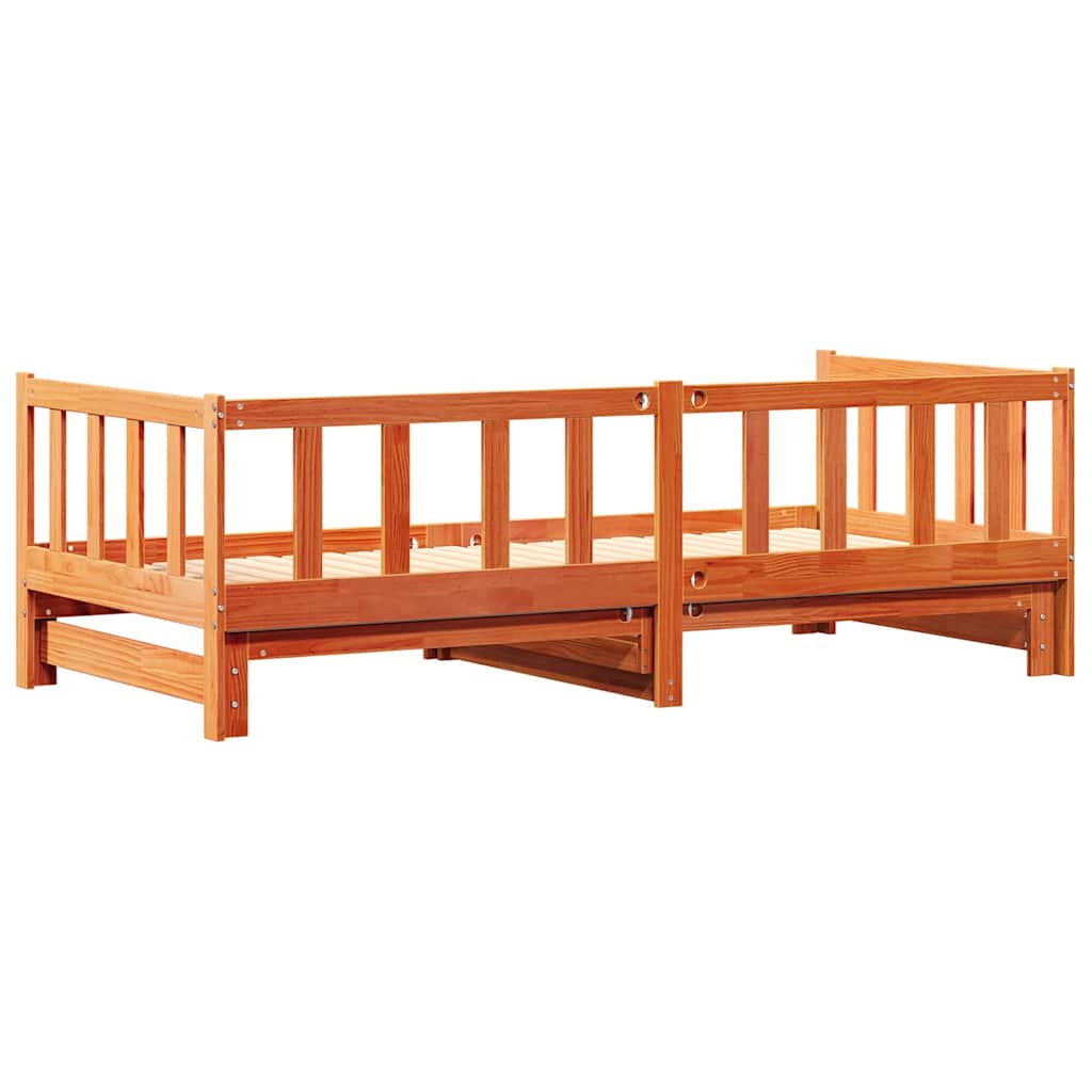 Ausziehbares Tagesbett Wachsbraun 203,5 x 164 x 66 cm