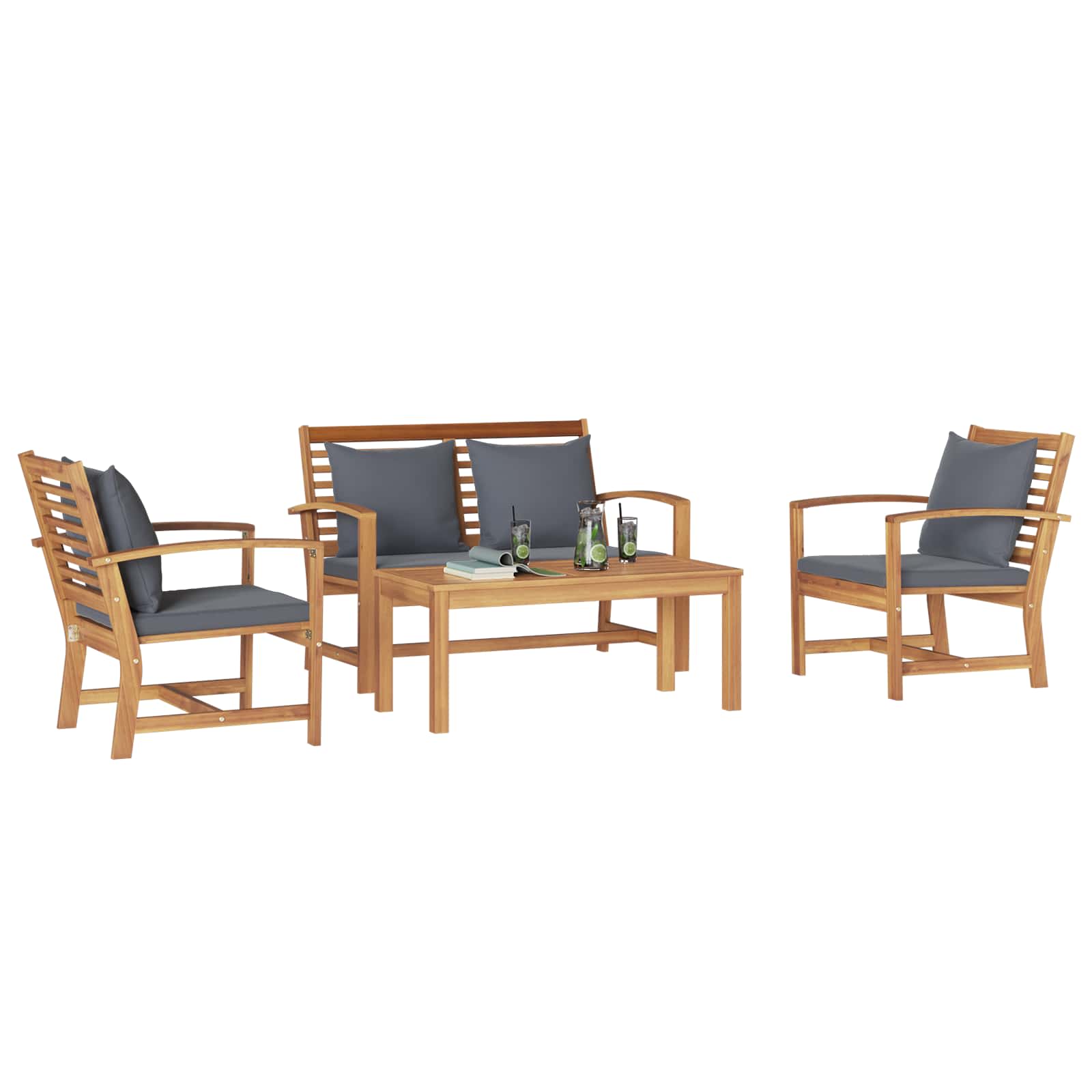 Gartensofa-set 4 pcs Natur Massivholz Teak