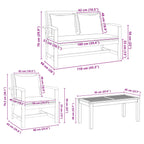 Gartensofa-set 4 pcs Natur Massivholz Teak