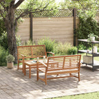 Gartensofa-set 3 pcs Natur Massivholz Teak