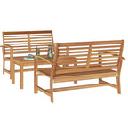 Gartensofa-set 3 pcs Natur Massivholz Teak