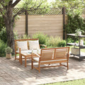 Gartensofa-set 3 pcs Natur Massivholz Teak