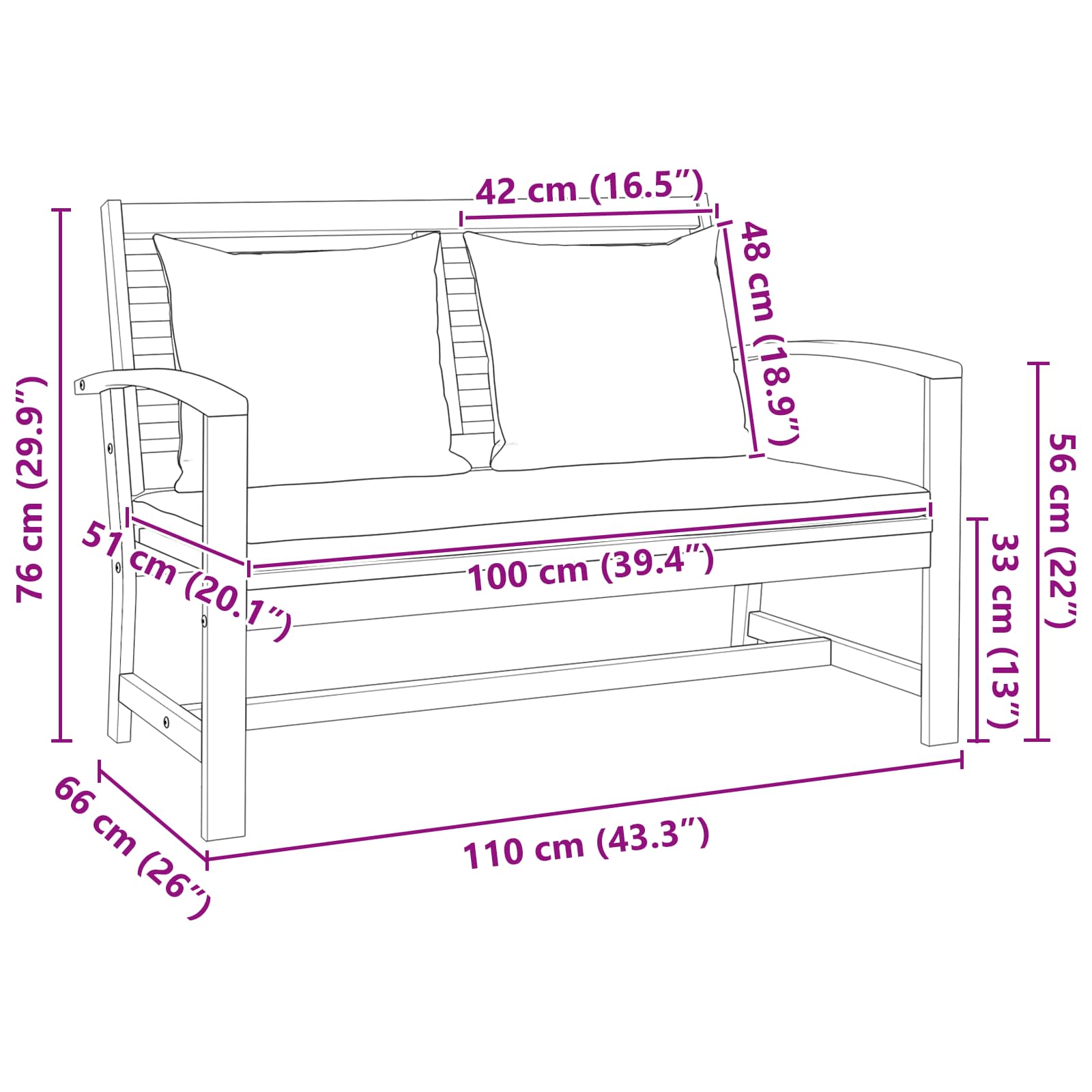 Gartensofa-set 3 pcs Natur Massivholz Teak