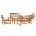Gartensofa-set 5 pcs Natur Massivholz Teak