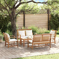 Gartensofa-set 5 pcs Natur Massivholz Teak