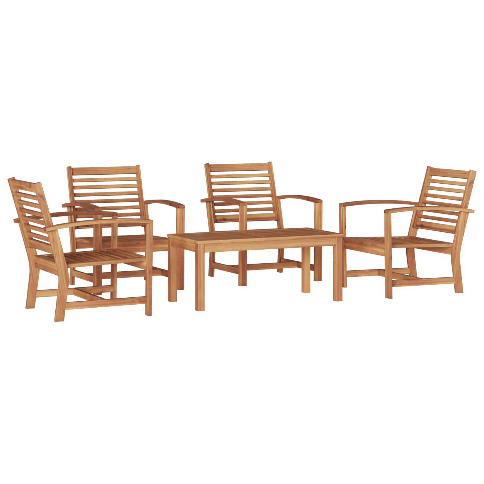 Gartensofa-set 5 pcs Natur Massivholz Teak