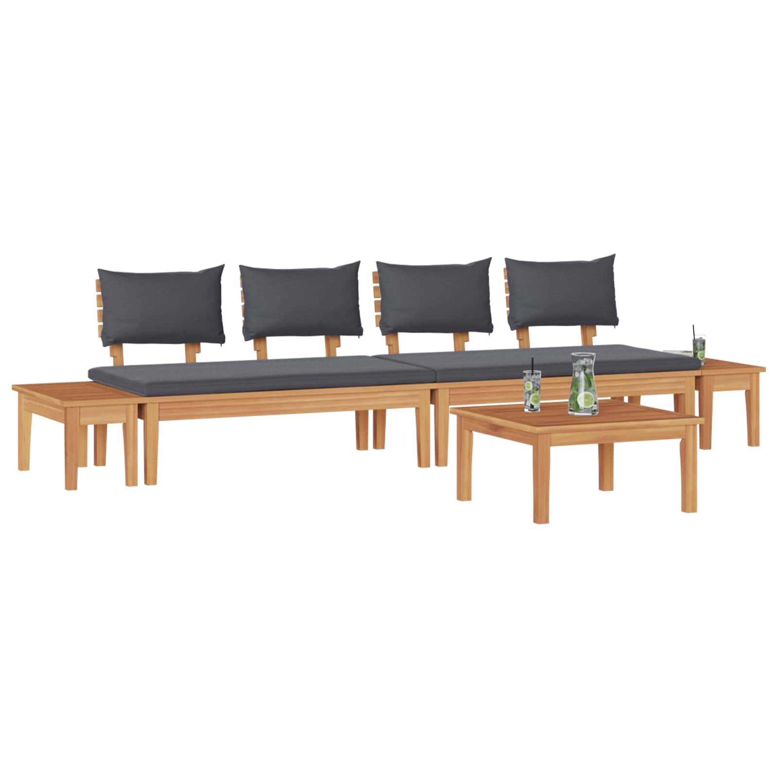 Gartensofa-set 5 pcs Braun und Grau