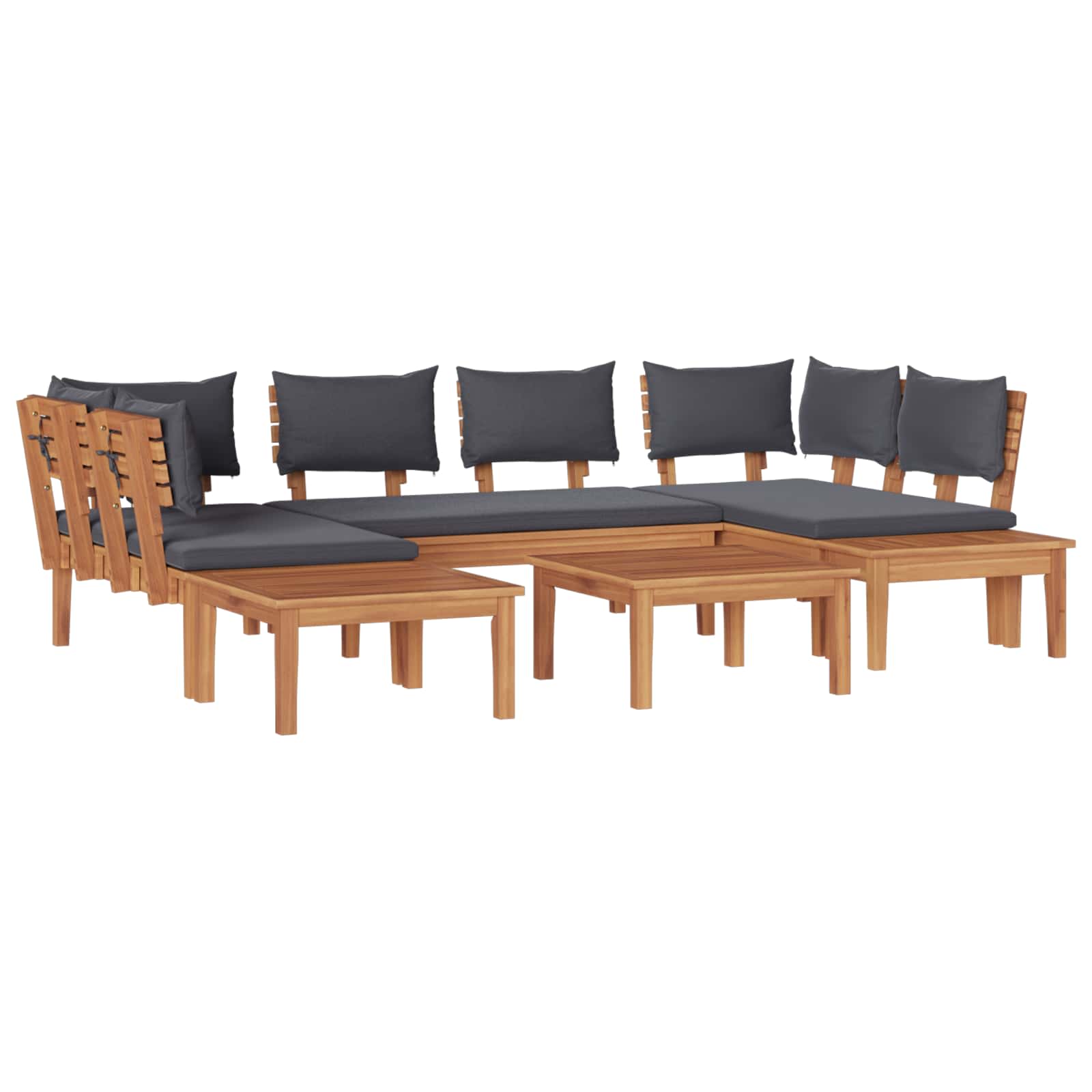 Gartensofa-set 4 pcs Braun und Grau