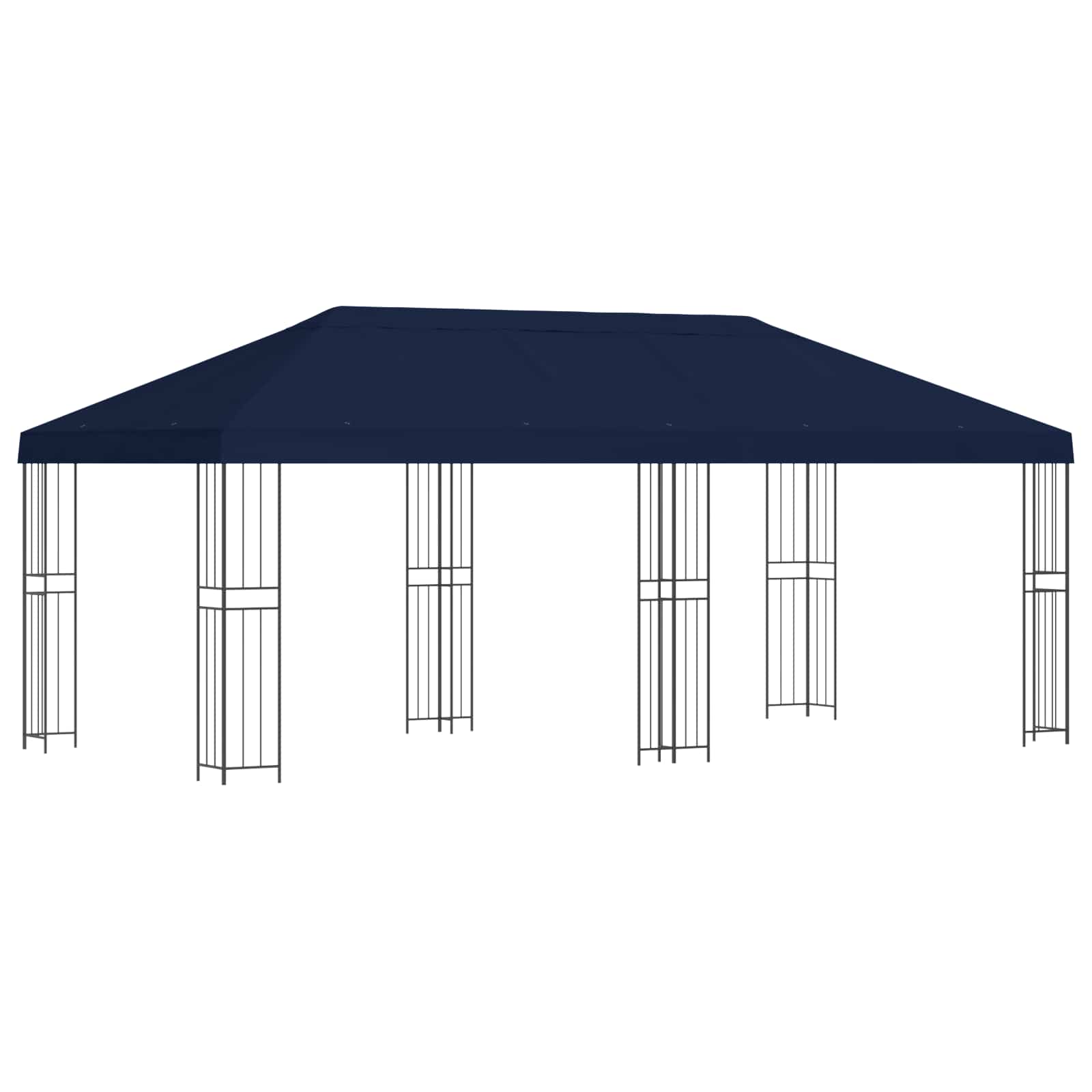 Pavillon mit Seitenwänden 6 x 3 m Blau Polyester und Stahl 190