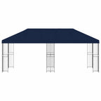 Pavillon mit Seitenwänden 6 x 3 m Blau Polyester und Stahl 190
