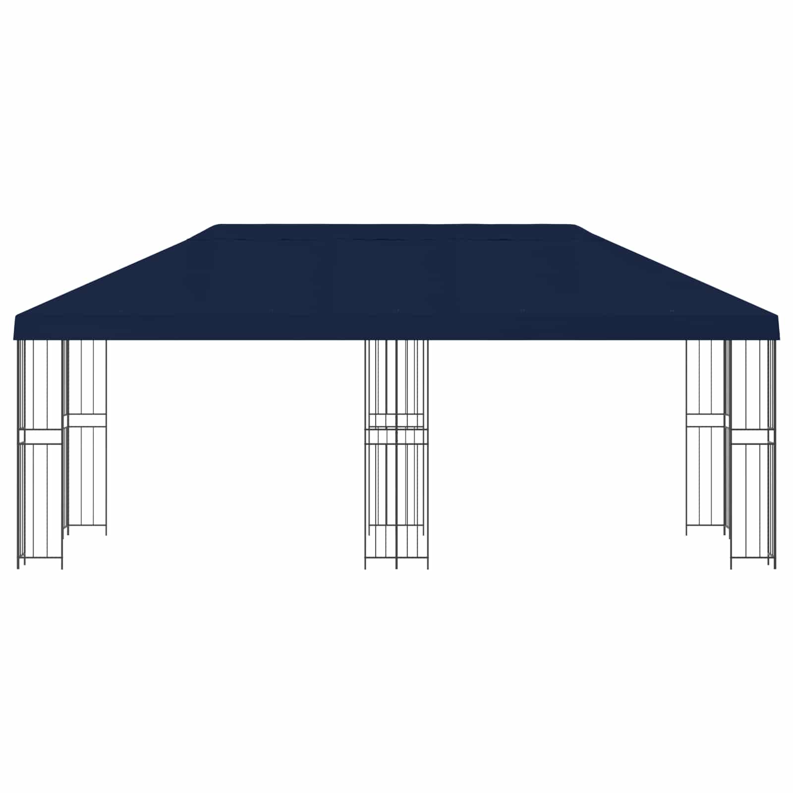 Pavillon mit Seitenwänden 6 x 3 m Blau Polyester und Stahl 190