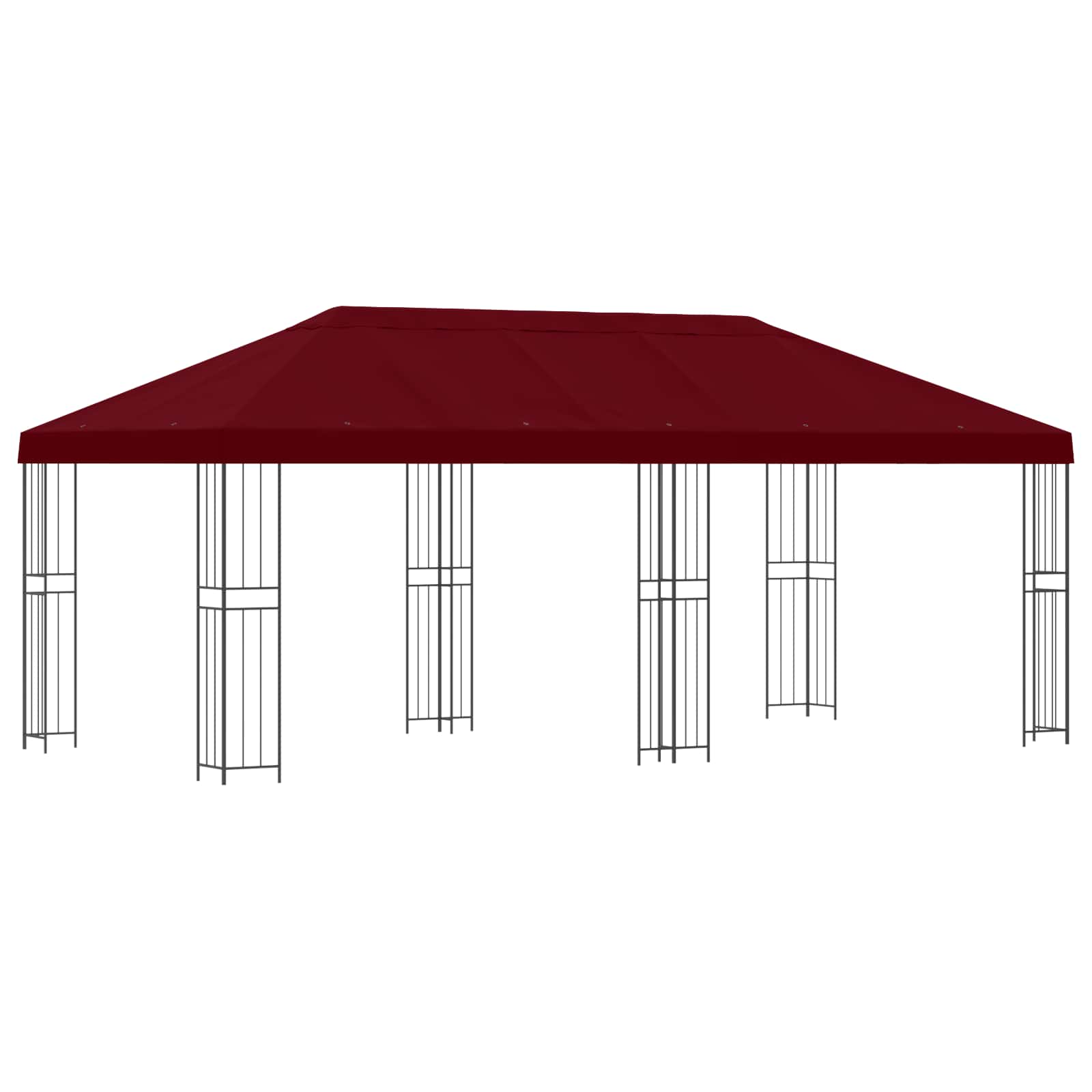 Pavillon mit Seitenwänden 6 x 3 m Bordeauxrot