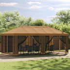 Pavillon mit Seitenwänden 6 x 3 m Beige Polyester und Stahl 190