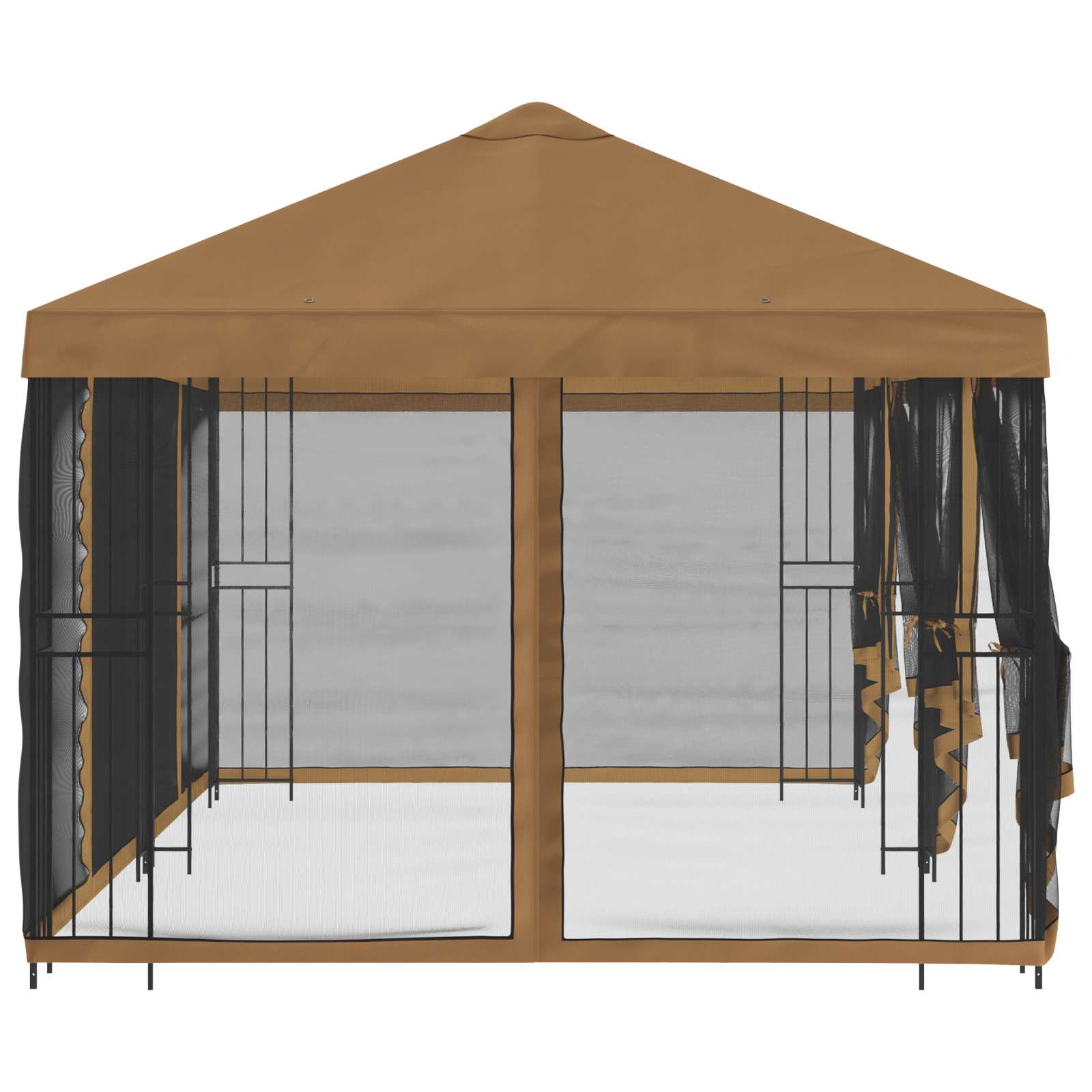 Pavillon mit Seitenwänden 6 x 3 m Beige Polyester und Stahl 190