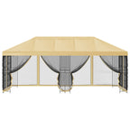 Pavillon mit Seitenwänden 6 x 3 m Creme Polyester und Stahl 190