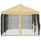 Pavillon mit Seitenwänden 6 x 3 m Creme Polyester und Stahl 190