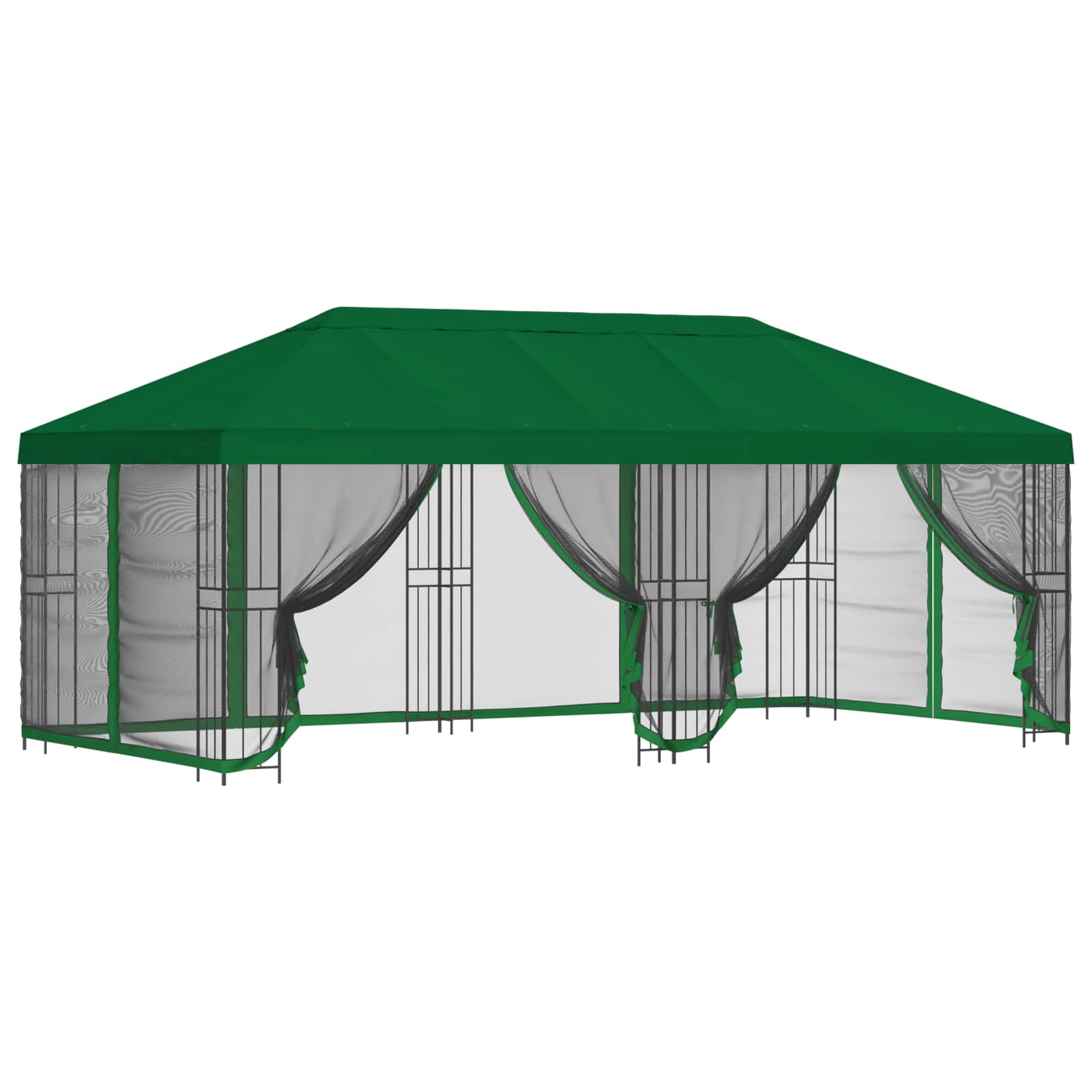 Pavillon mit Seitenwänden 6 x 3 m Grün Polyester und Stahl 190
