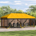 Pavillon mit Seitenwänden 6 x 3 m Gelb Polyester und Stahl 190