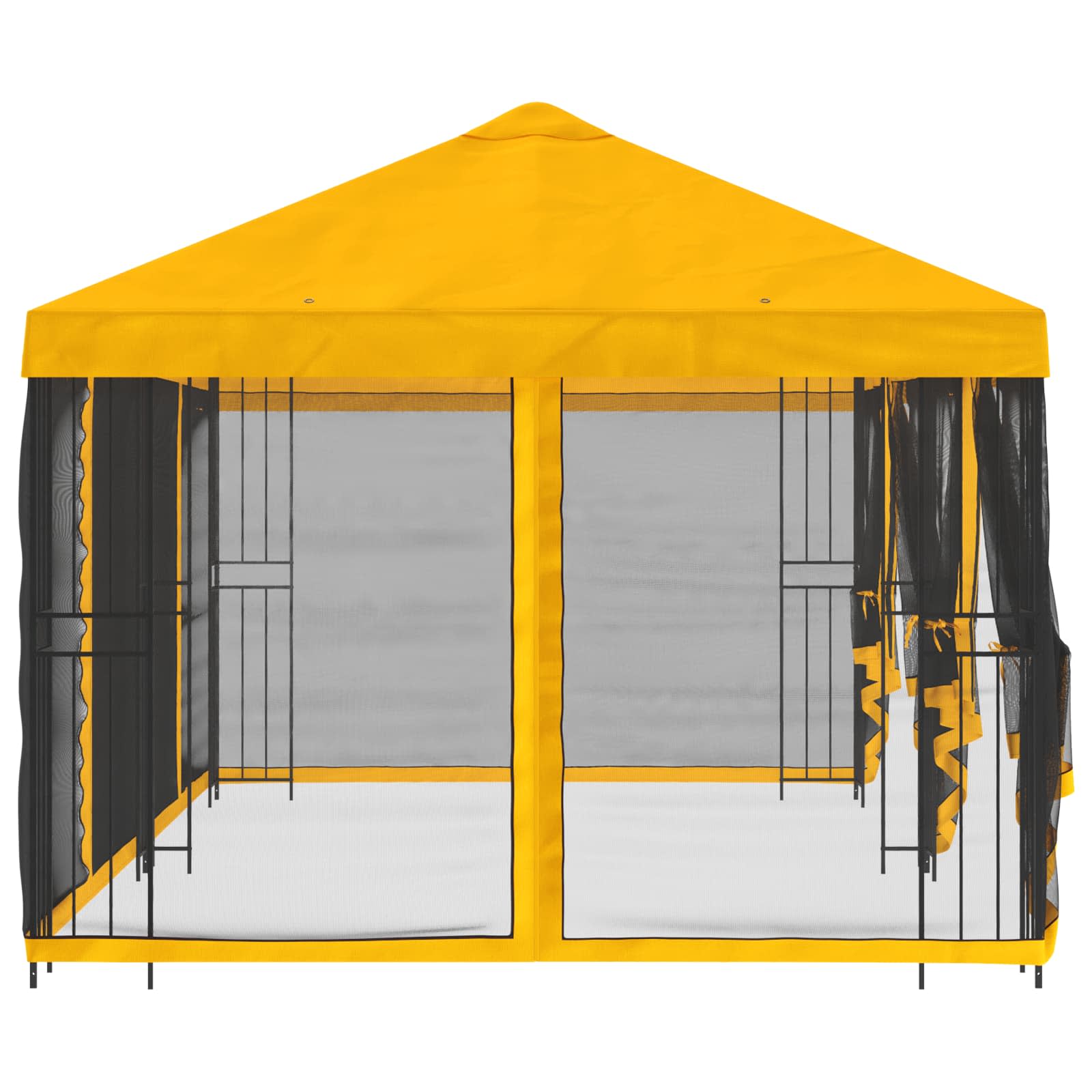 Pavillon mit Seitenwänden 6 x 3 m Gelb Polyester und Stahl 190