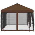 Pavillon mit Seitenwänden 6 x 3 m Braun Polyester und Stahl 190