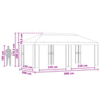 Garten Pavillon 6 x 3 m Creme Polyester und Stahl 190