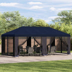 Garten Pavillon 6 x 3 m Blau Polyester und Stahl 190
