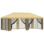 Pavillon mit Seitenwänden 6 x 3 m Creme Polyester und Stahl 190