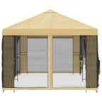 Pavillon mit Seitenwänden 6 x 3 m Creme Polyester und Stahl 190