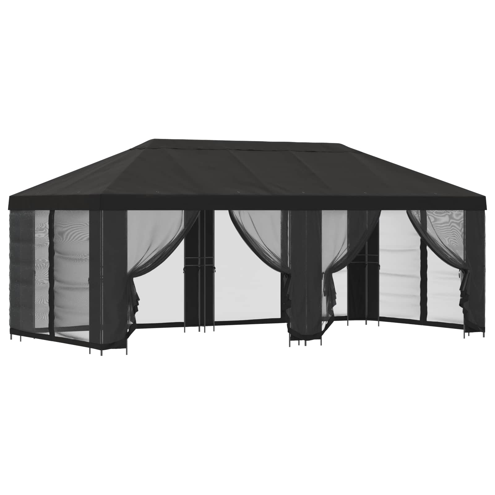 Pavillon mit Seitenwänden 6 x 3 m Anthrazit Polyester und Stahl