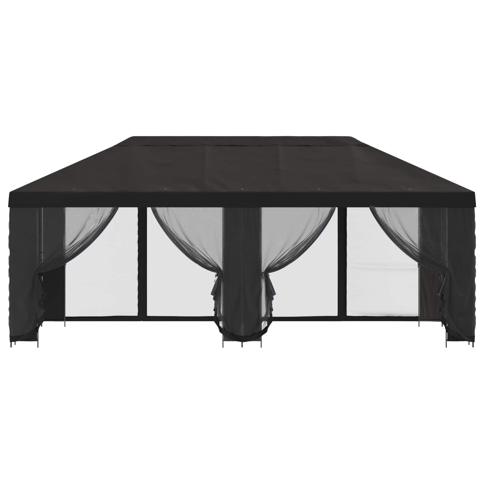Pavillon mit Seitenwänden 6 x 3 m Anthrazit Polyester und Stahl