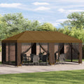 Pavillon mit Seitenwänden 6 x 3 m Taupe Polyester und Stahl 190