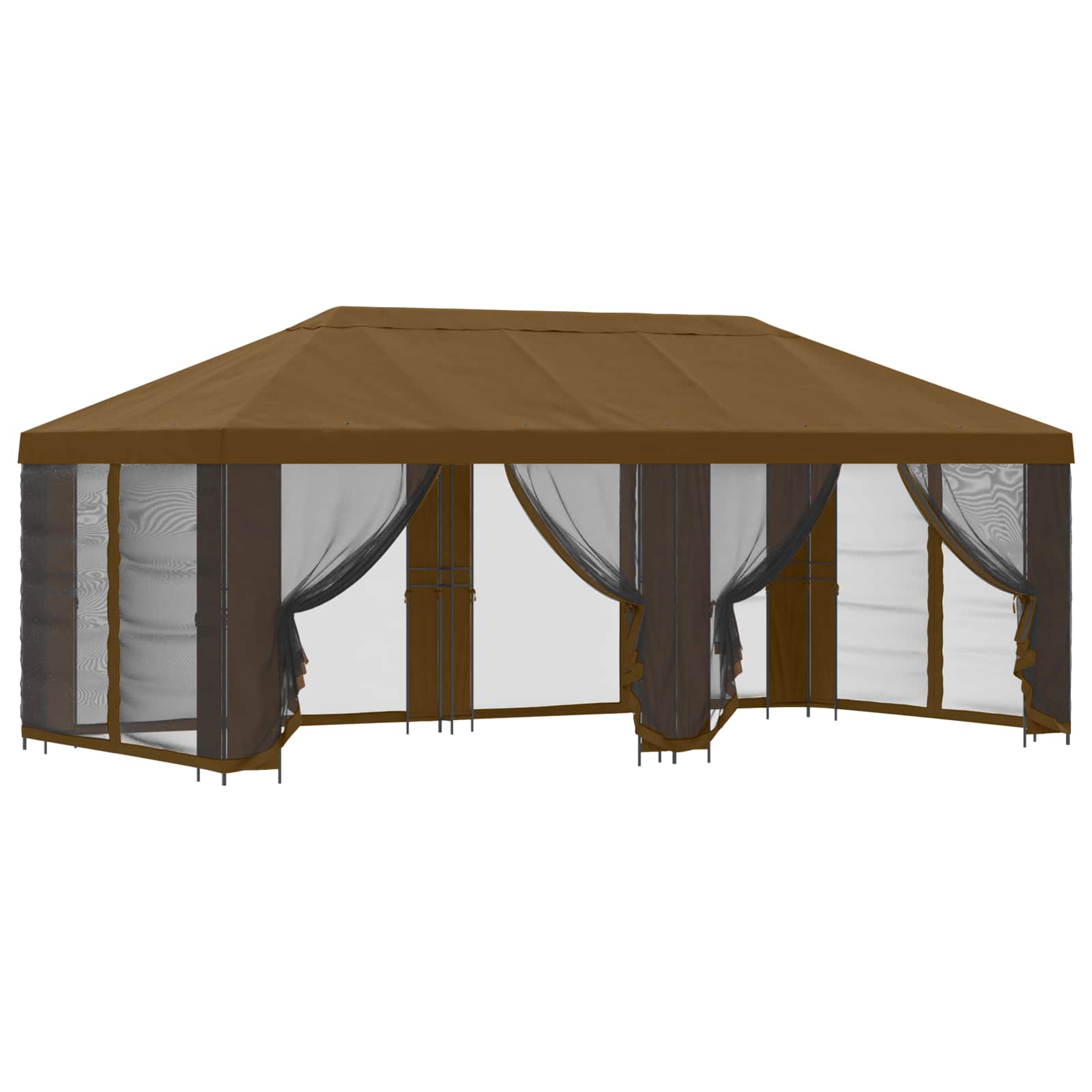 Pavillon mit Seitenwänden 6 x 3 m Taupe Polyester und Stahl 190
