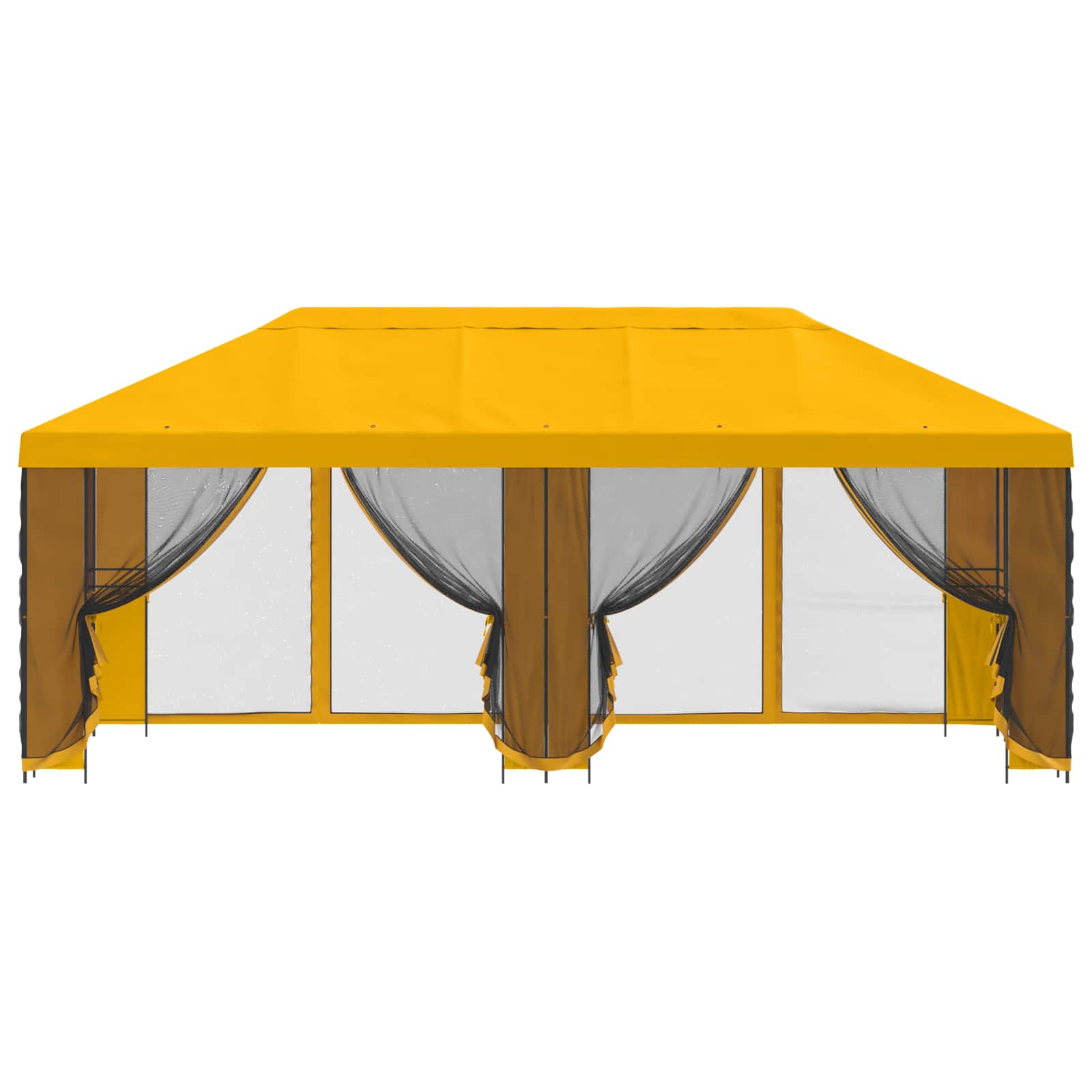 Pavillon mit Seitenwänden 6 x 3 m Gelb Polyester und Stahl 190