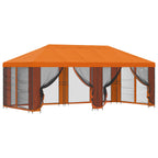 Pavillon mit Seitenwänden 6 x 3 m Orange Polyester und Stahl