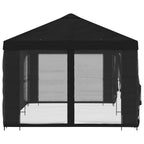 Pavillon mit Seitenwänden 6 x 3 m Schwarz Polyester und Stahl