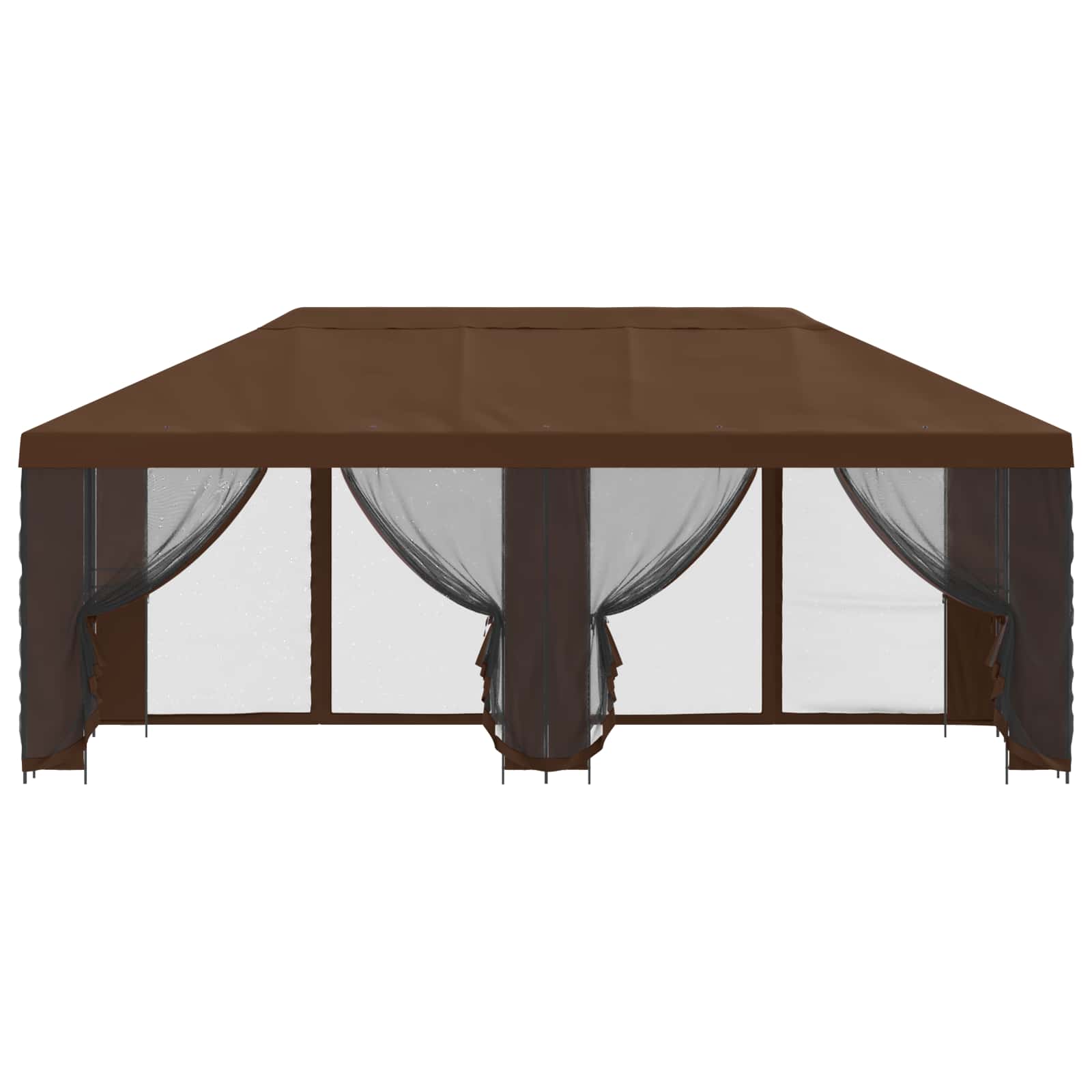 Pavillon mit Seitenwänden 6 x 3 m Braun Polyester und Stahl 190