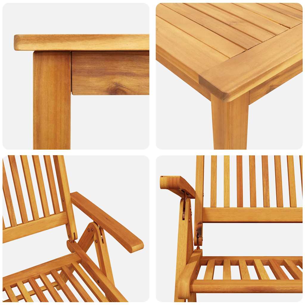 Garten Essgruppe Faltbar 9 pcs Braun Massivholz Akazie