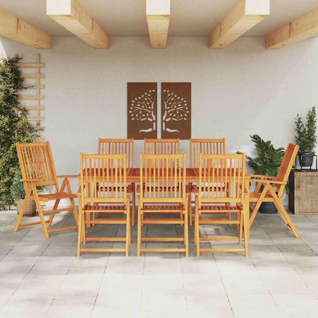Garten Essgruppe Faltbar 9 pcs Braun Massivholz Akazie